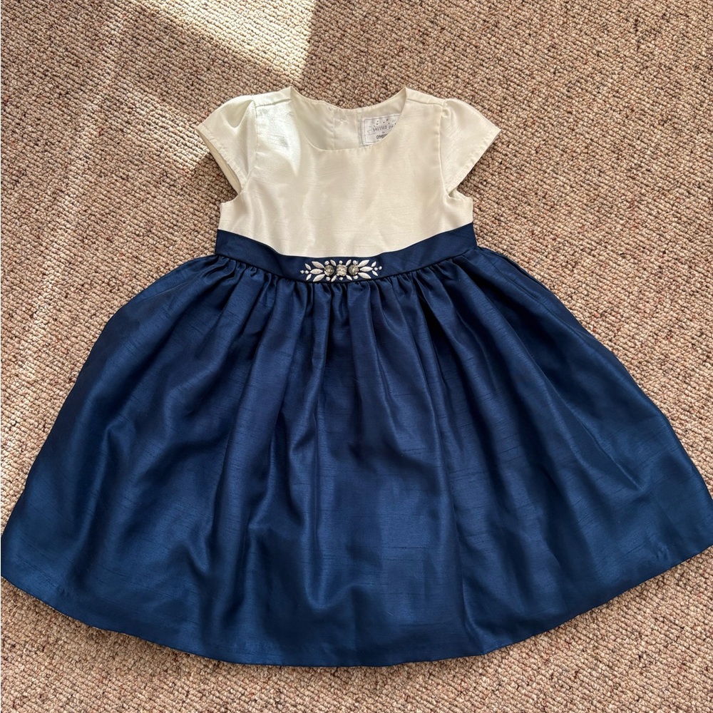 Gymboree Cream and Navy Formal Dress